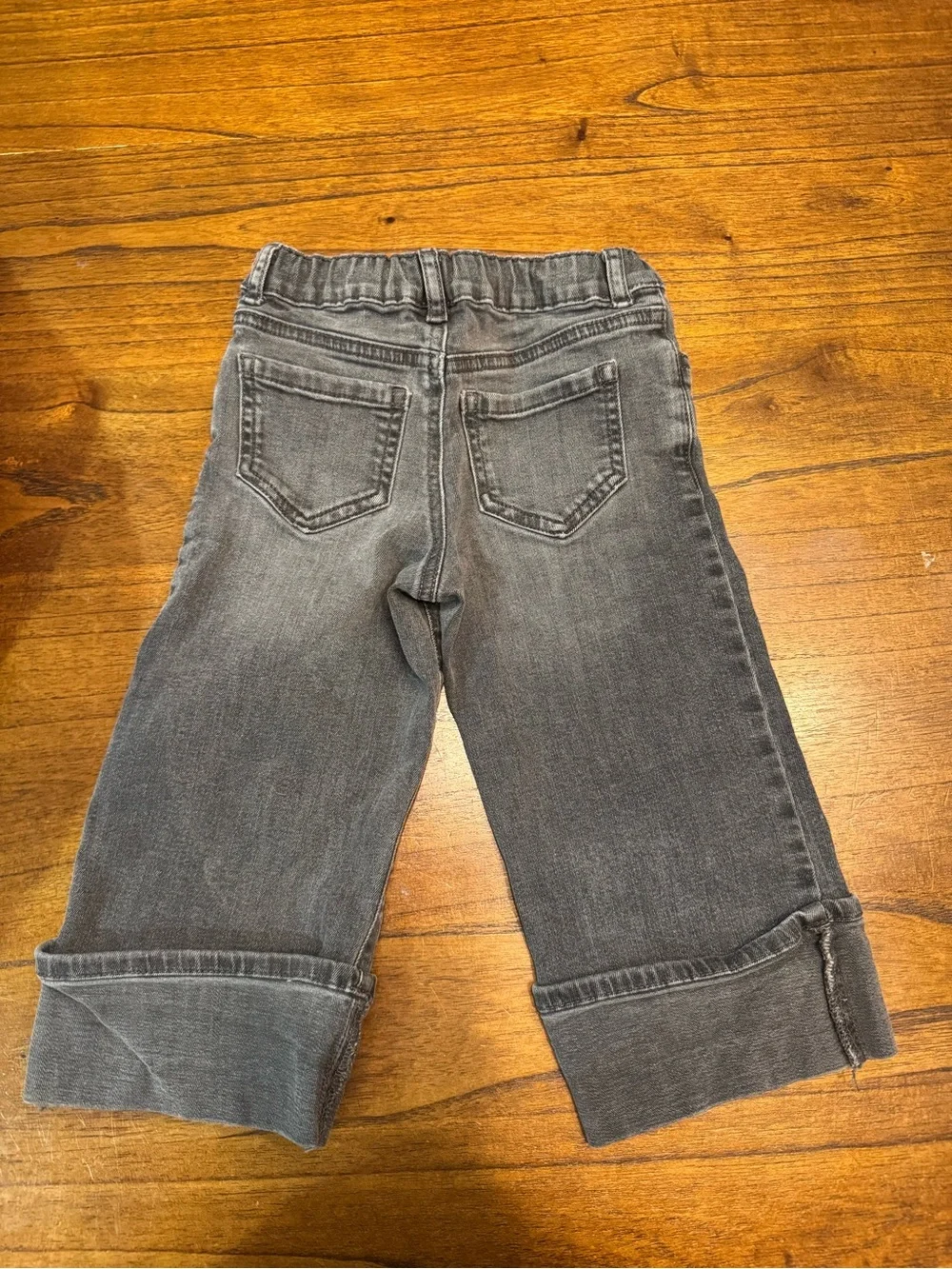 Kids Cuffed Wide Leg Charcoal Denim Jeans
